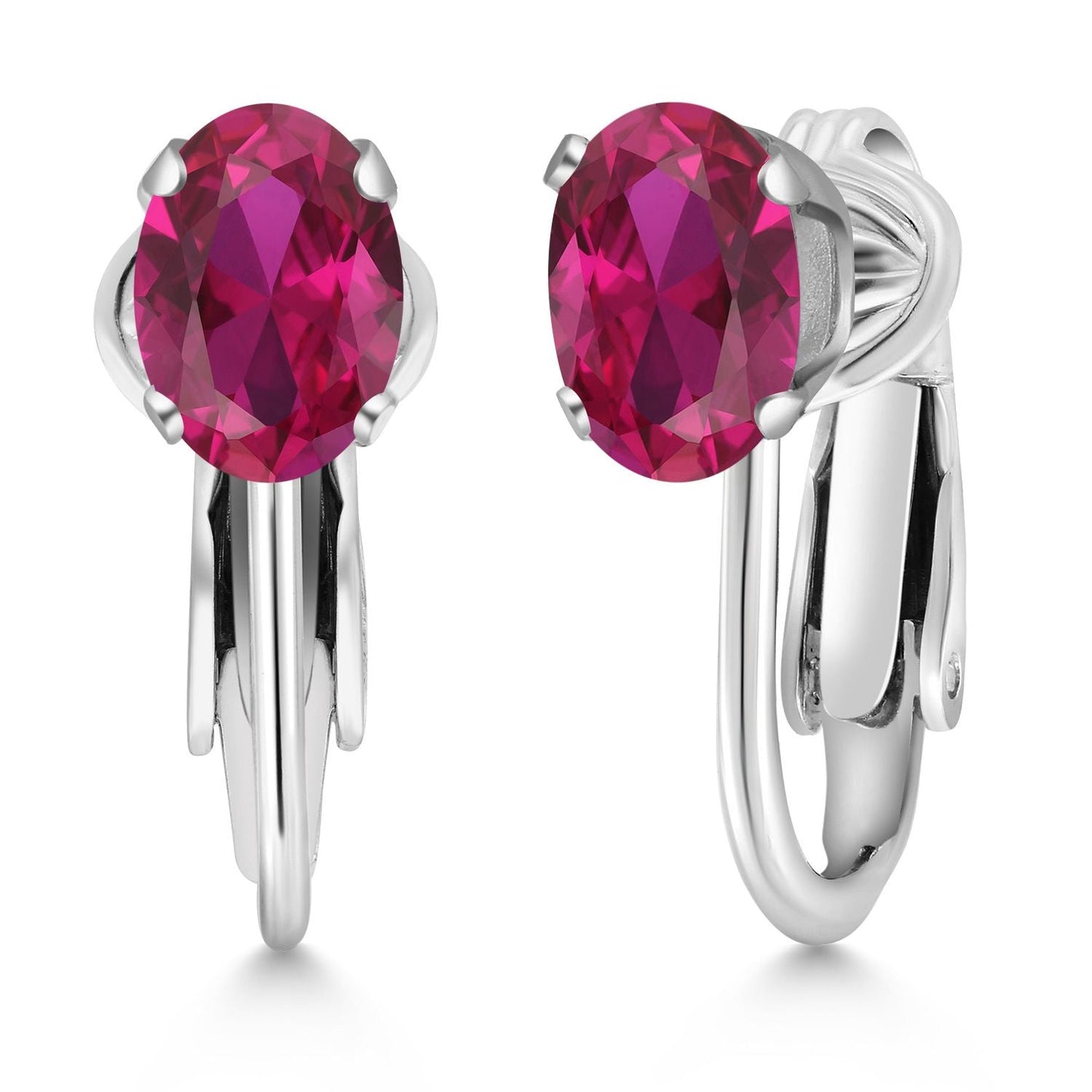Clip-On Earrings for Women | Gemstone Birthstone Drop Earrings | 925 Sterling Silver | Oval 7X5MM | Gift For Women Mother Bridesmaids