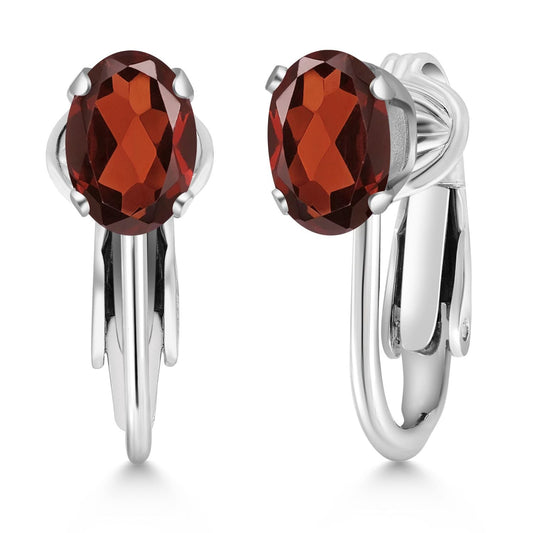Clip-On Earrings for Women | Gemstone Birthstone Drop Earrings | 925 Sterling Silver | Oval 7X5MM | Gift For Women Mother Bridesmaids