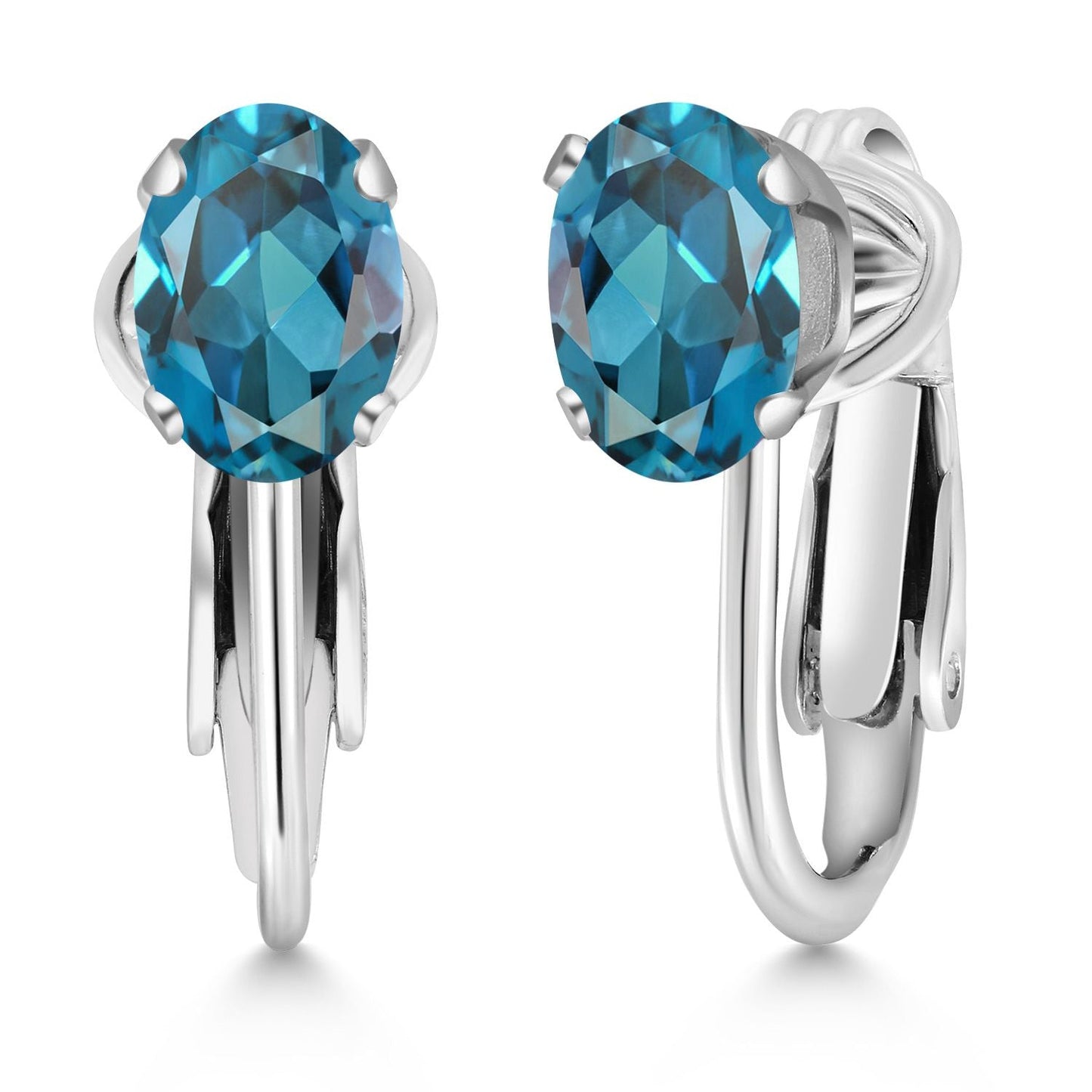 Clip-On Earrings for Women | Gemstone Birthstone Drop Earrings | 925 Sterling Silver | Oval 7X5MM | Gift For Women Mother Bridesmaids