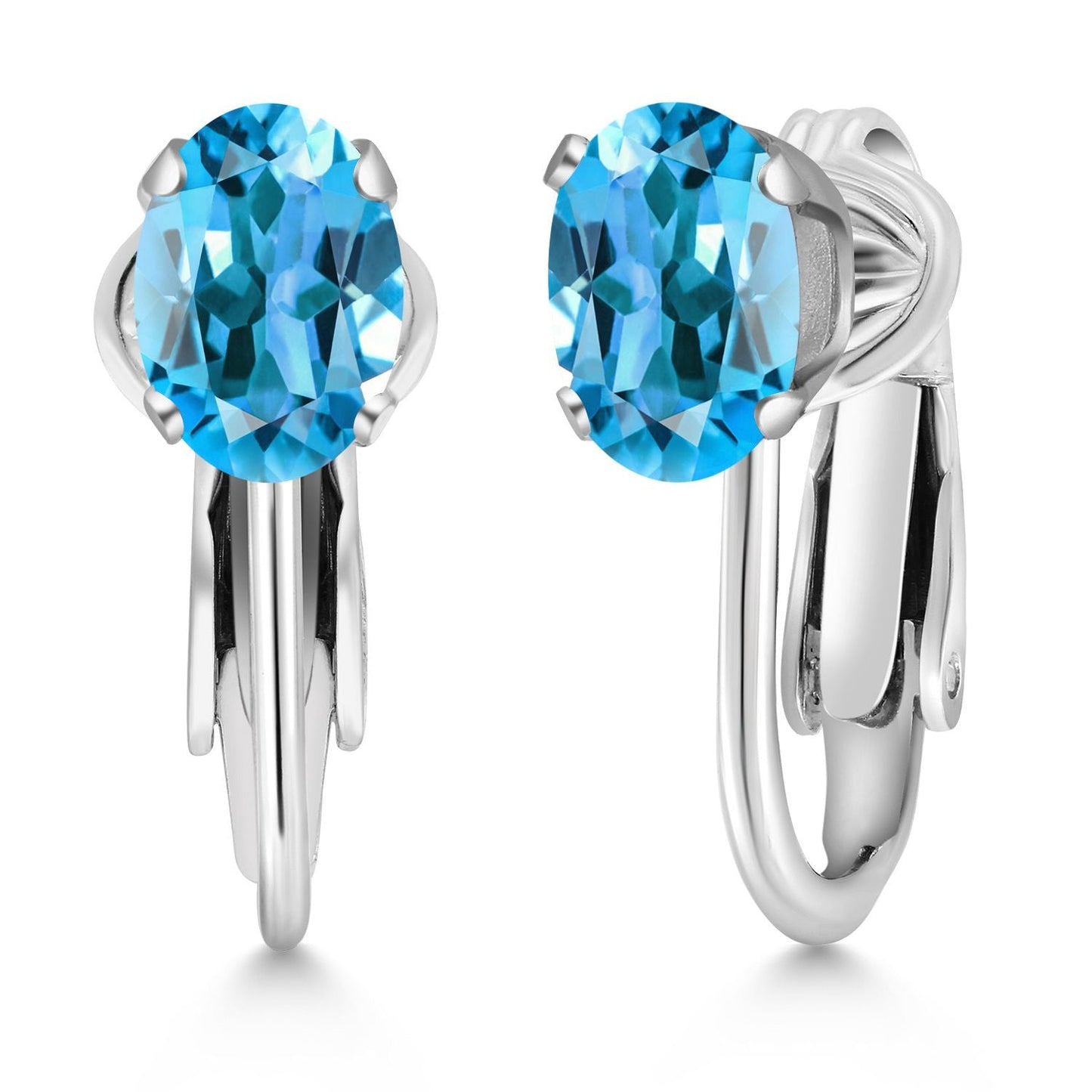 Clip-On Earrings for Women | Gemstone Birthstone Drop Earrings | 925 Sterling Silver | Oval 7X5MM | Gift For Women Mother Bridesmaids