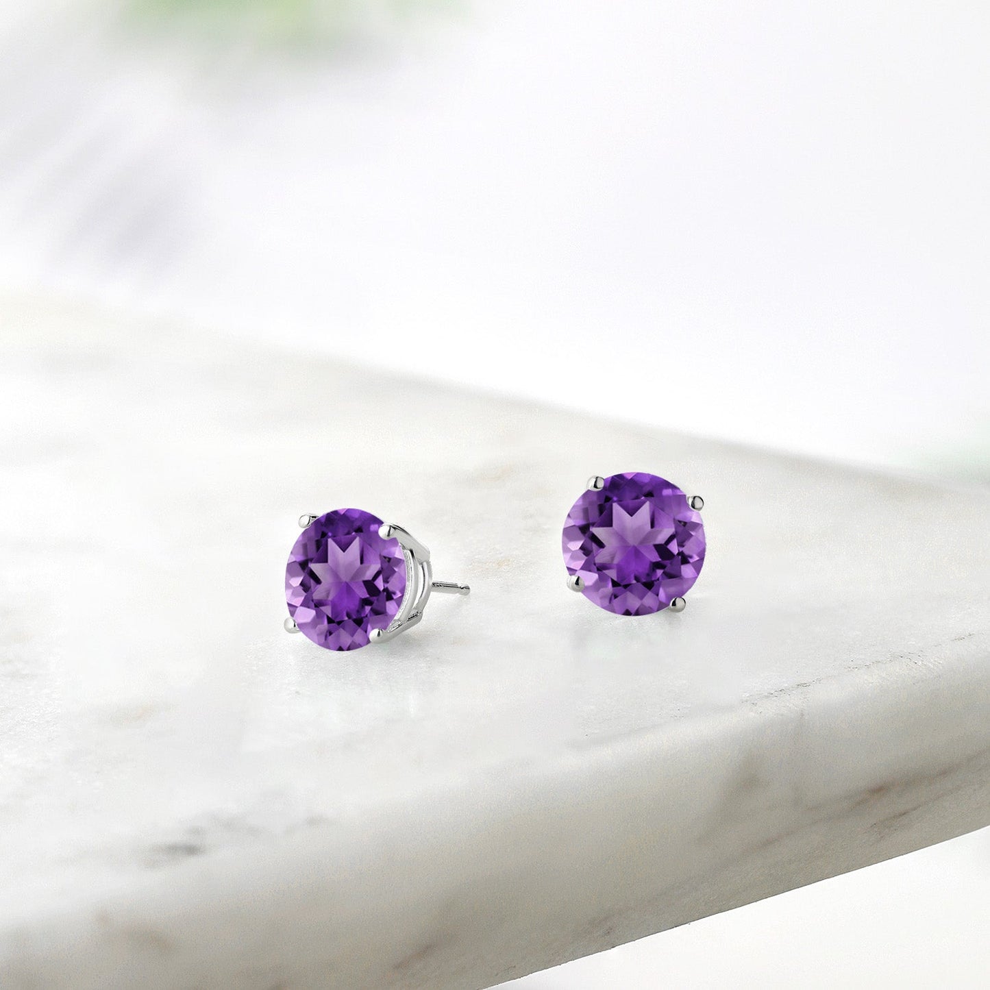 2-4 Cttw Round Gemstone Birthstone Stud Earrings For Women Men | 925 Sterling Silver | Round 7MM | Fine Jewelry Gifts for Her Mom Women Wife Men