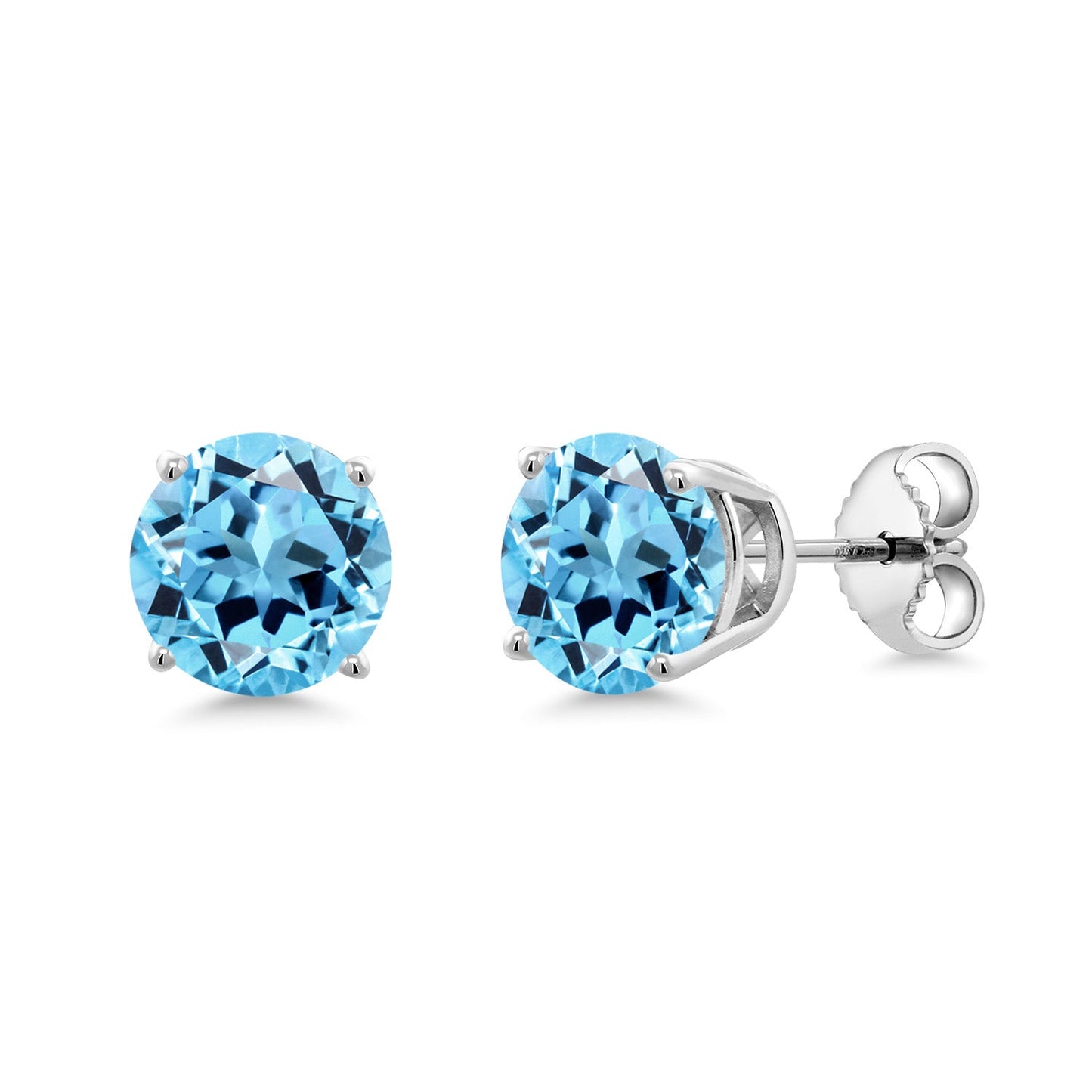 2-4 Cttw Round Gemstone Birthstone Stud Earrings For Women Men | 925 Sterling Silver | Round 7MM | Fine Jewelry Gifts for Her Mom Women Wife Men