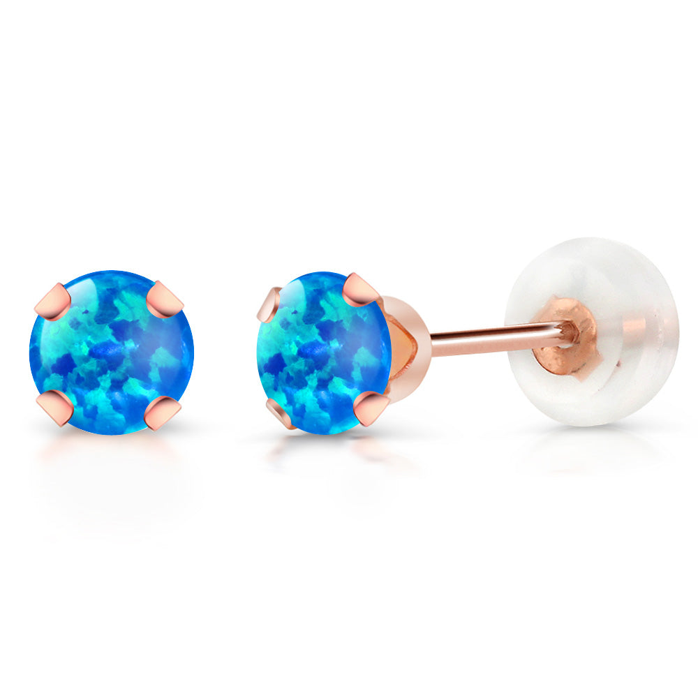 10K Rose Gold 4MM Round Gemstone Birthstone Stud Earrings | Gold Earrings For Women Men