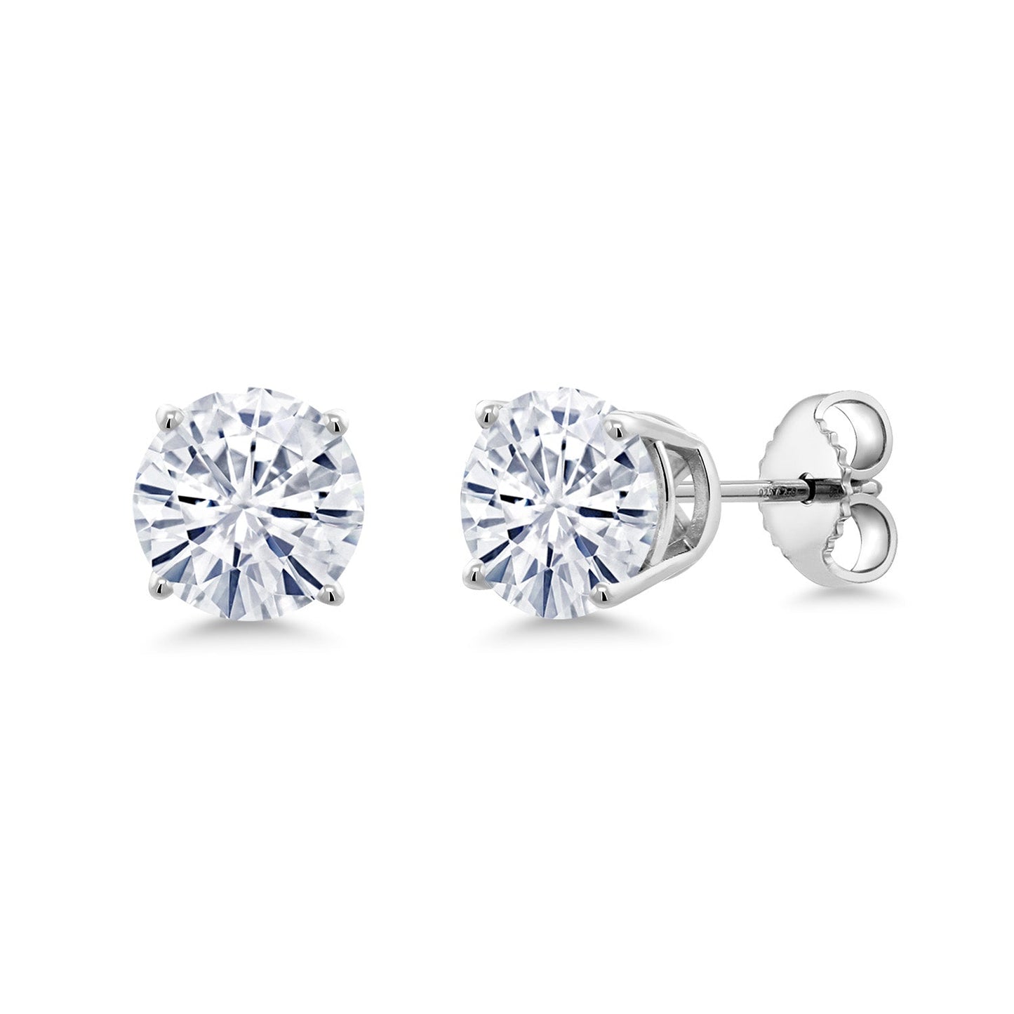 2.00 Cttw Forever Classic Moissanite Stud Earrings For Women Men In 925 Sterling Silver | Round 6.5MM