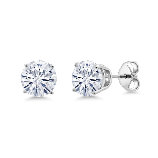 2.00 Cttw Forever Classic Moissanite Stud Earrings For Women Men In 925 Sterling Silver | Round 6.5MM