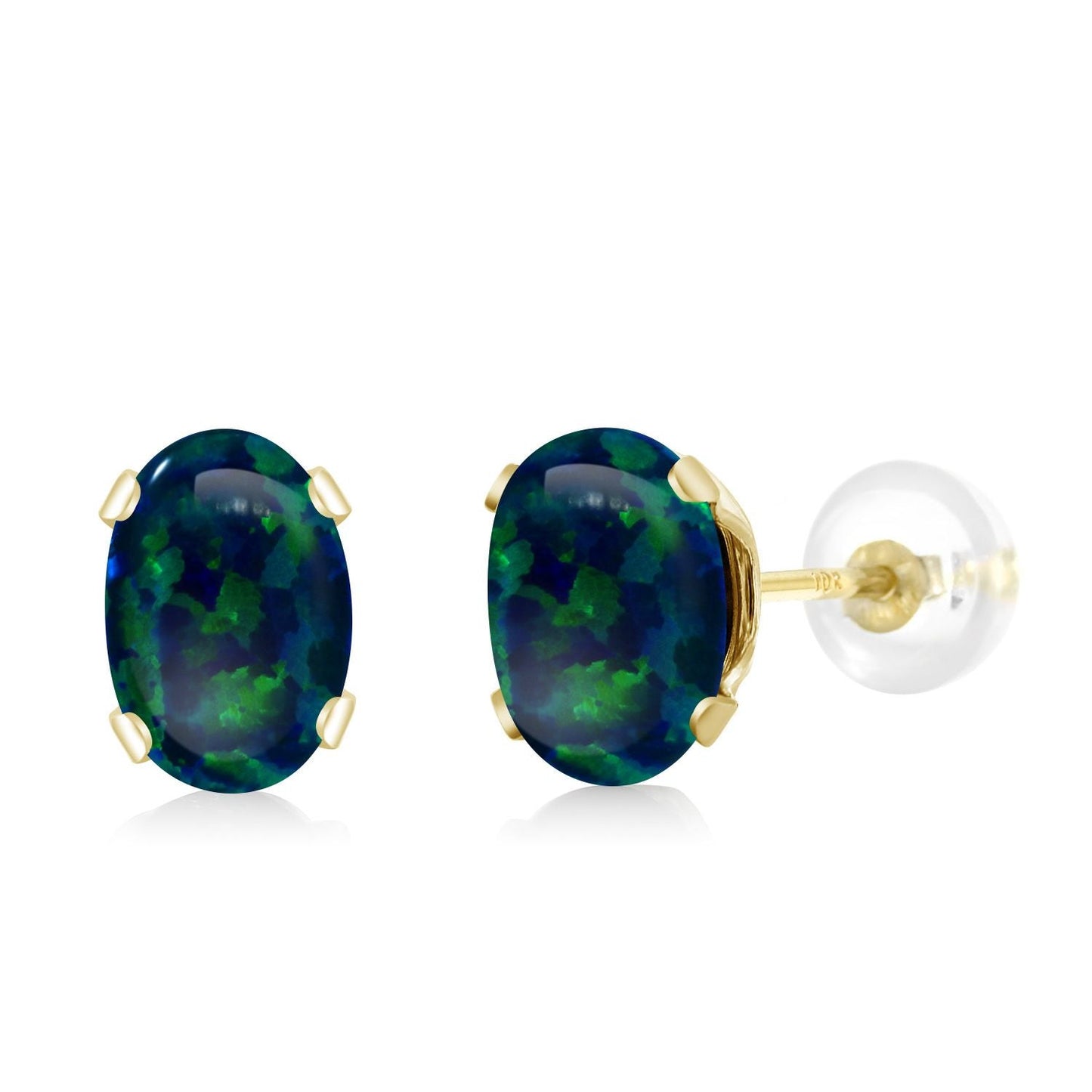10K Yellow Gold Gemstone Birthstone Earrings | Oval 6X4MM Stud Earrings | Gold Earrings For Women Men