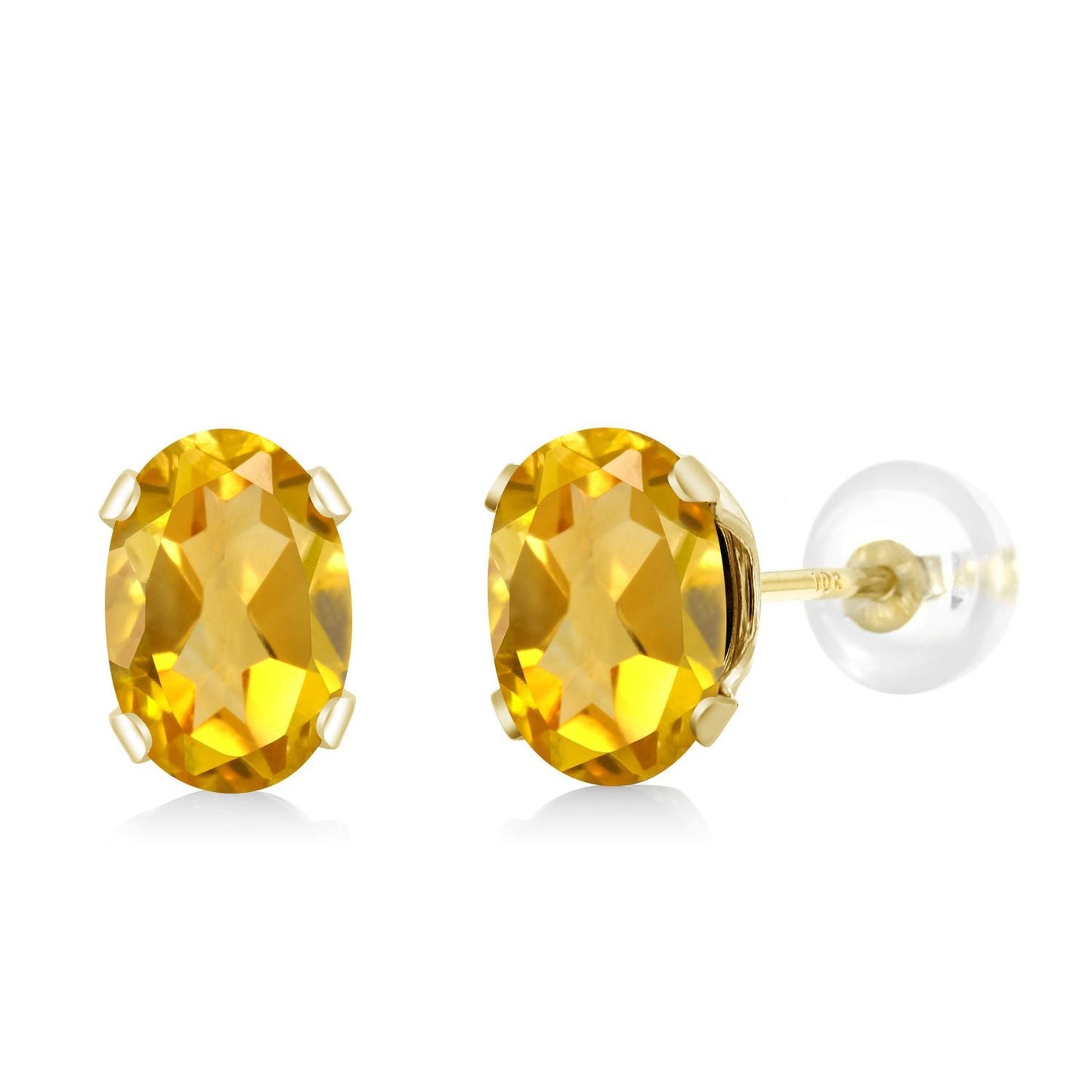 10K Yellow Gold Gemstone Birthstone Earrings | Oval 6X4MM Stud Earrings | Gold Earrings For Women Men
