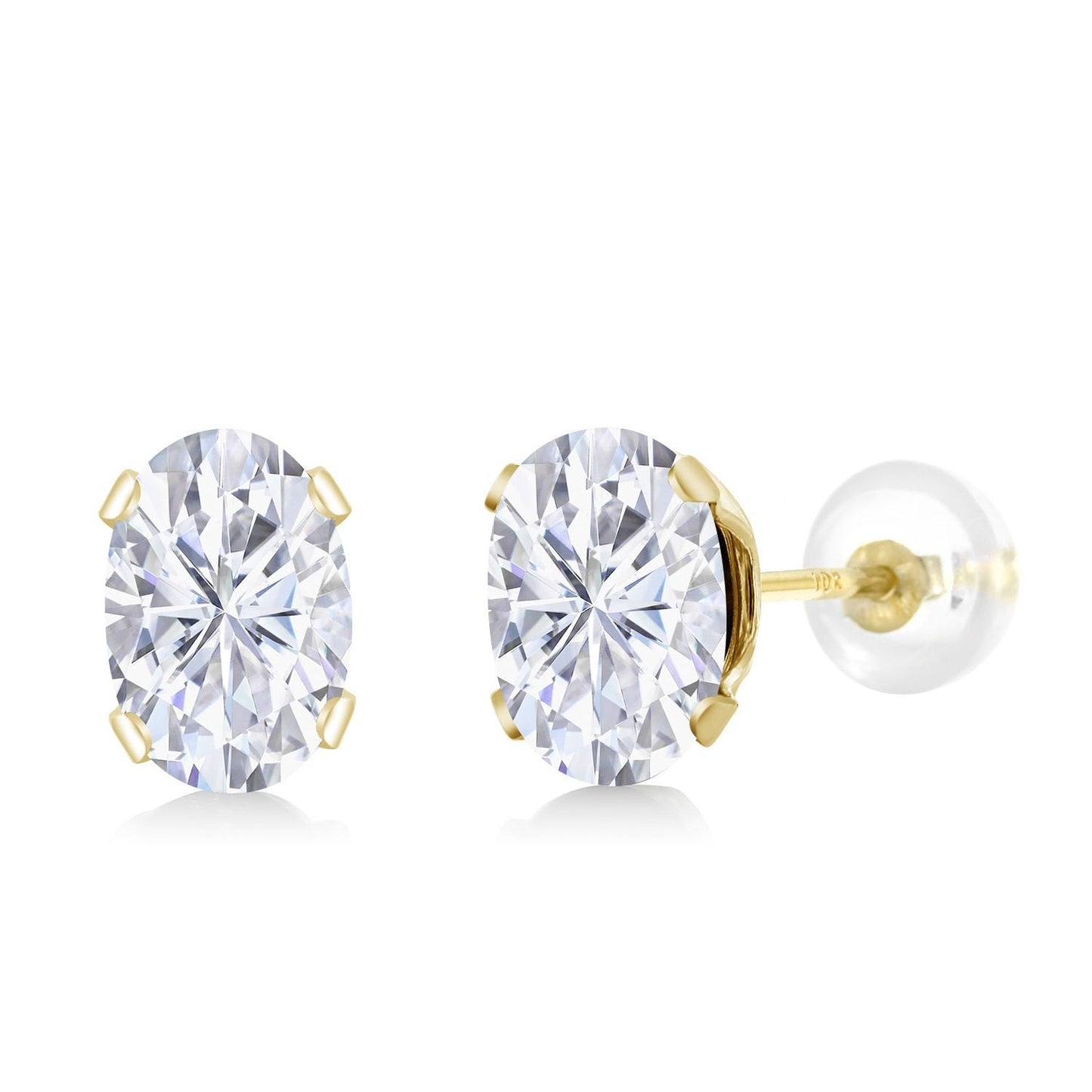 10K Yellow Gold Gemstone Birthstone Earrings | Oval 6X4MM Stud Earrings | Gold Earrings For Women Men