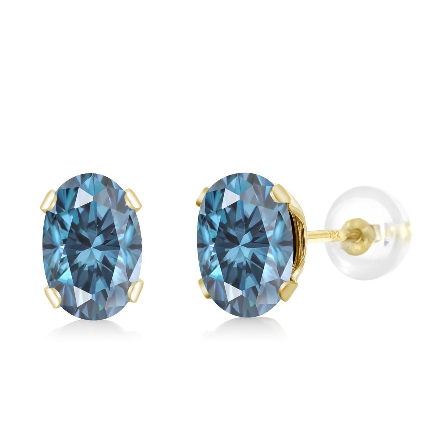 10K Yellow Gold Gemstone Birthstone Earrings | Oval 6X4MM Stud Earrings | Gold Earrings For Women Men