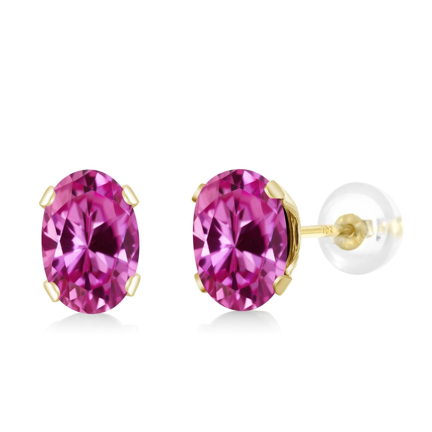 10K Yellow Gold Gemstone Birthstone Earrings | Oval 6X4MM Stud Earrings | Gold Earrings For Women Men