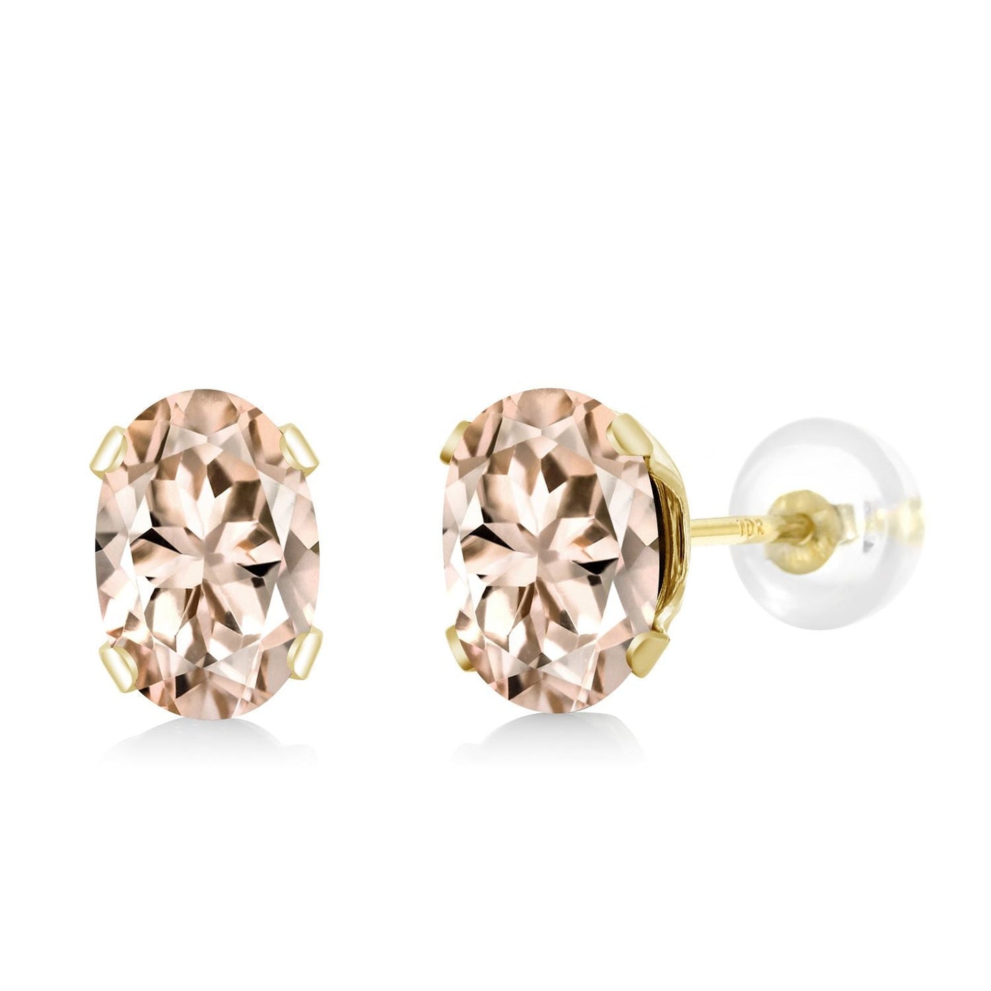 10K Yellow Gold Gemstone Birthstone Earrings | Oval 6X4MM Stud Earrings | Gold Earrings For Women Men