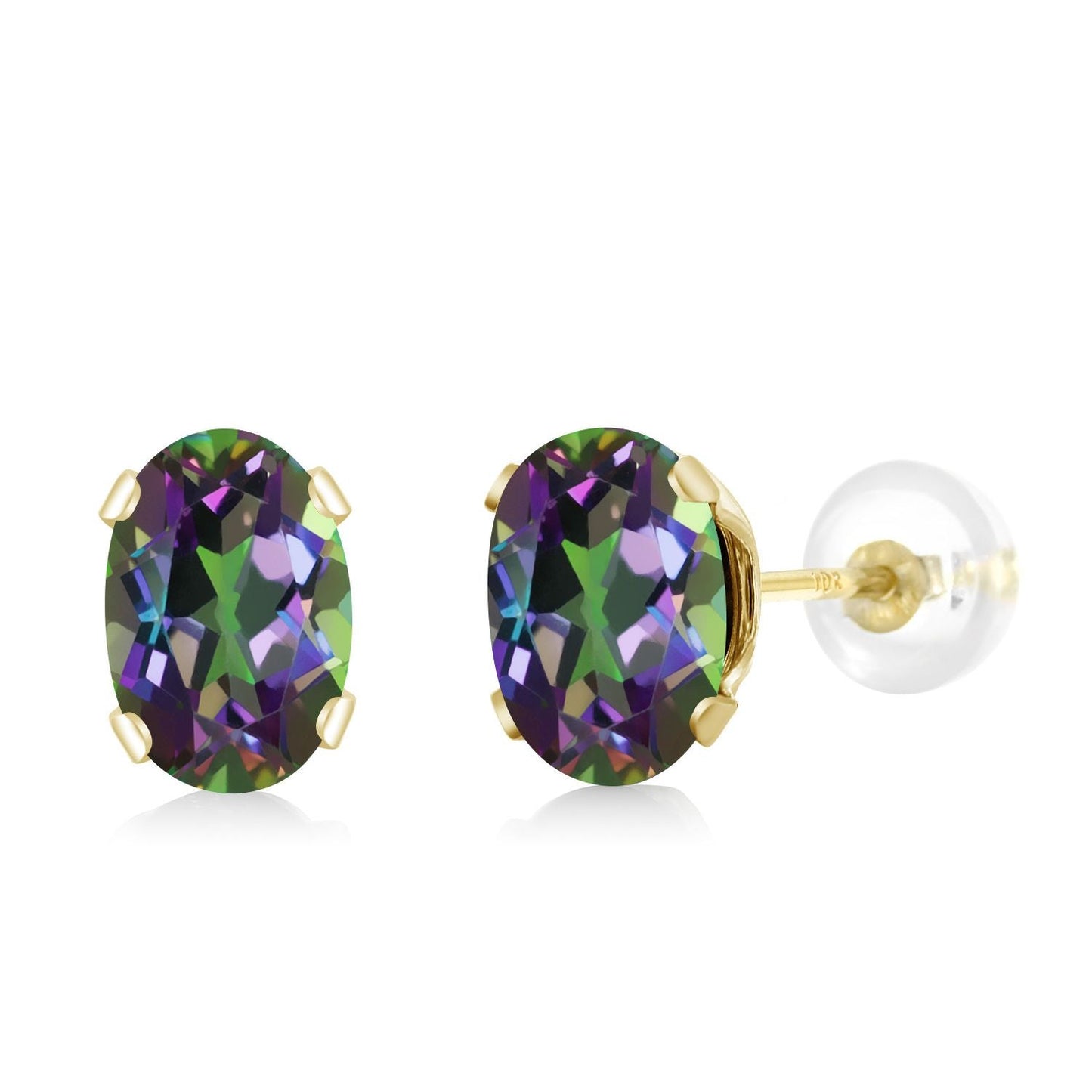 10K Yellow Gold Gemstone Birthstone Earrings | Oval 6X4MM Stud Earrings | Gold Earrings For Women Men