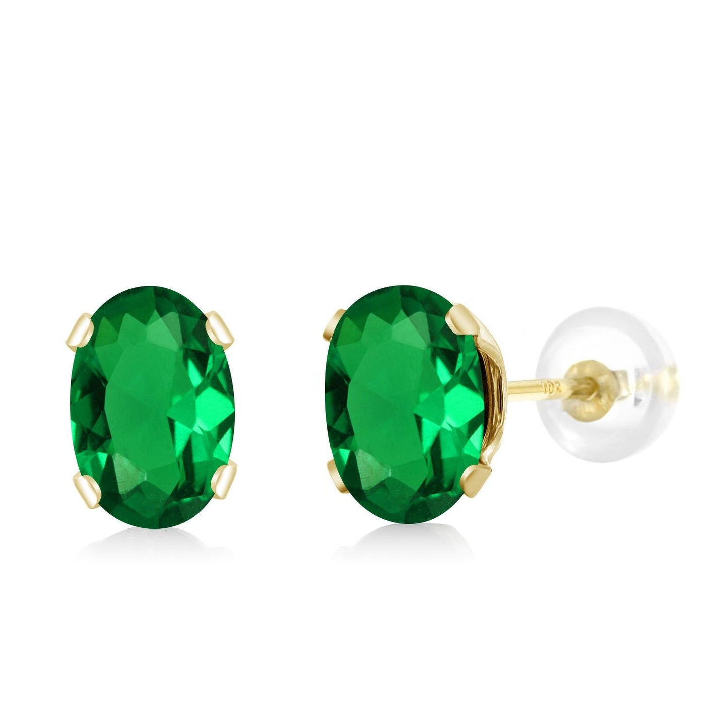 10K Yellow Gold Gemstone Birthstone Earrings | Oval 6X4MM Stud Earrings | Gold Earrings For Women Men