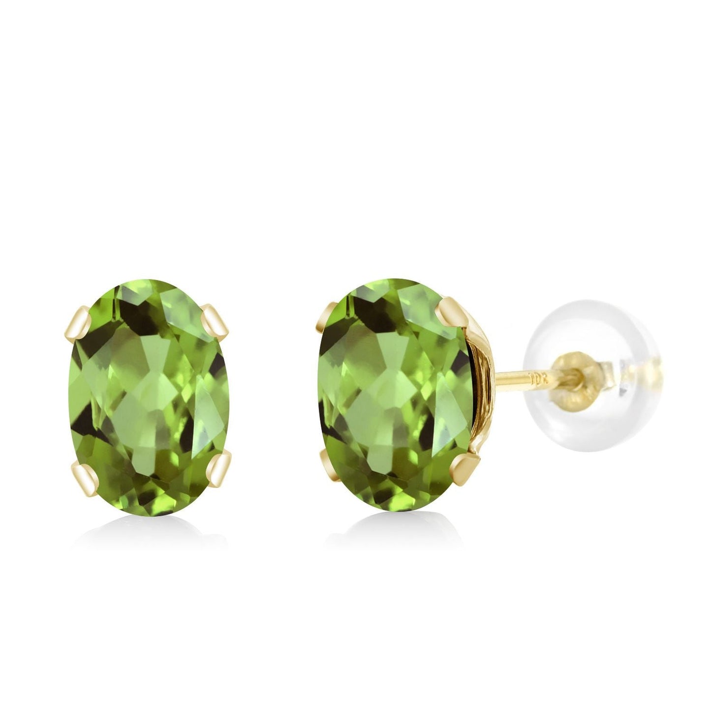 10K Yellow Gold Gemstone Birthstone Earrings | Oval 6X4MM Stud Earrings | Gold Earrings For Women Men