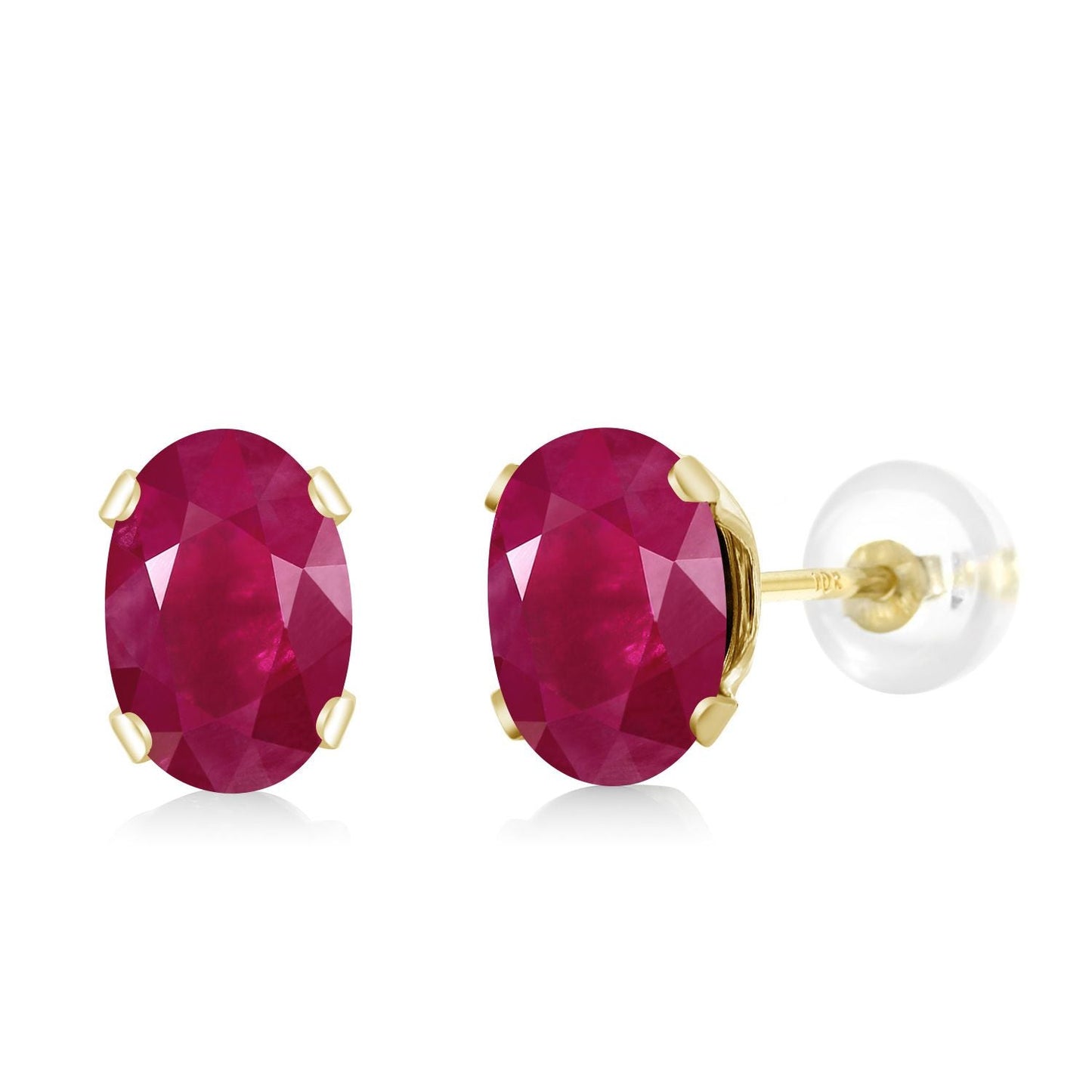 10K Yellow Gold Gemstone Birthstone Earrings | Oval 6X4MM Stud Earrings | Gold Earrings For Women Men