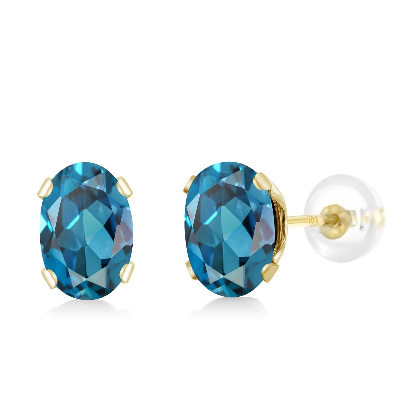 10K Yellow Gold Gemstone Birthstone Earrings | Oval 6X4MM Stud Earrings | Gold Earrings For Women Men
