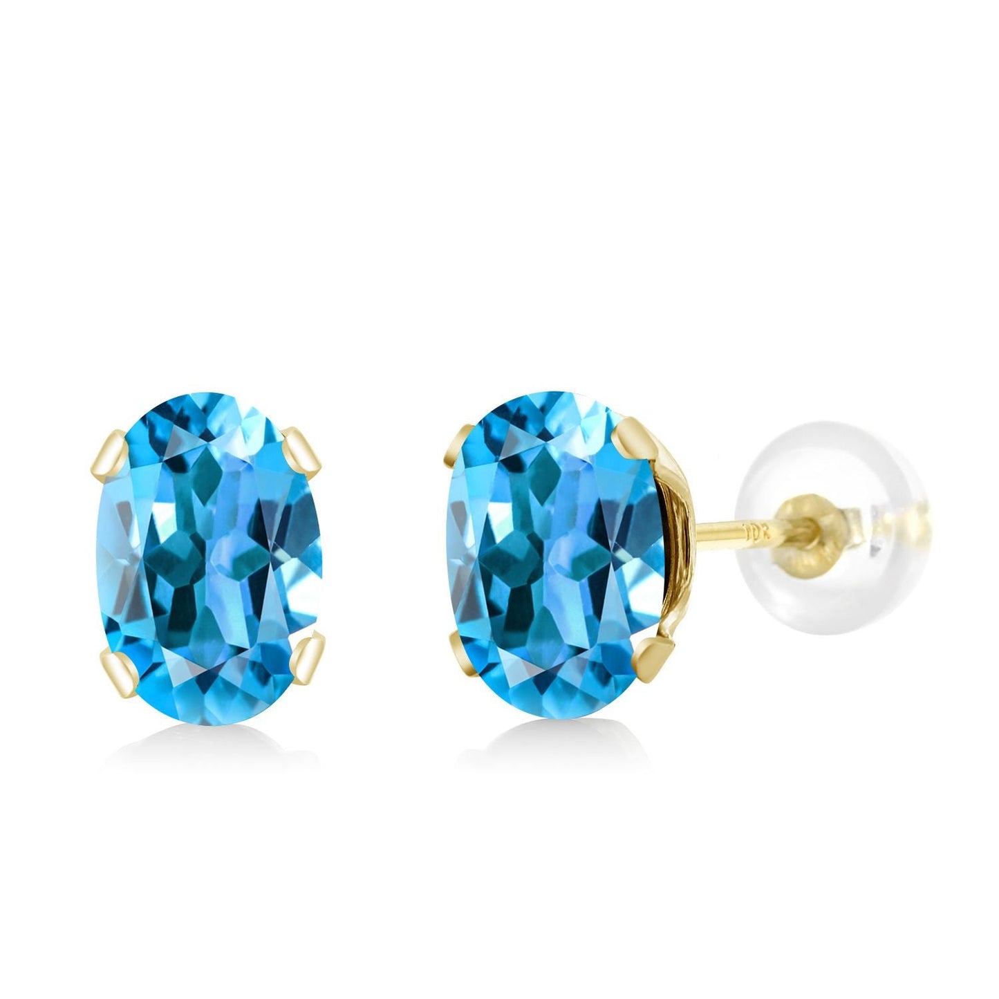 10K Yellow Gold Gemstone Birthstone Earrings | Oval 6X4MM Stud Earrings | Gold Earrings For Women Men