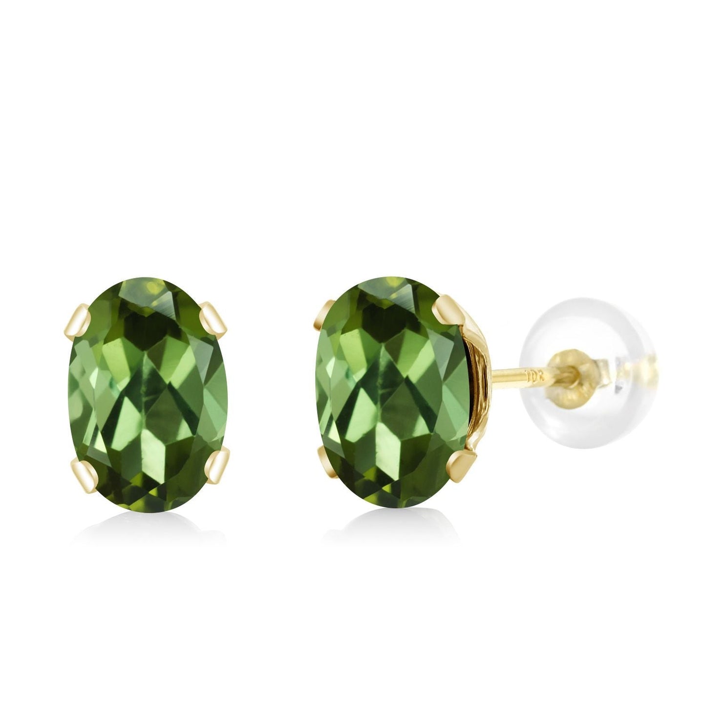 10K Yellow Gold Gemstone Birthstone Earrings | Oval 6X4MM Stud Earrings | Gold Earrings For Women Men