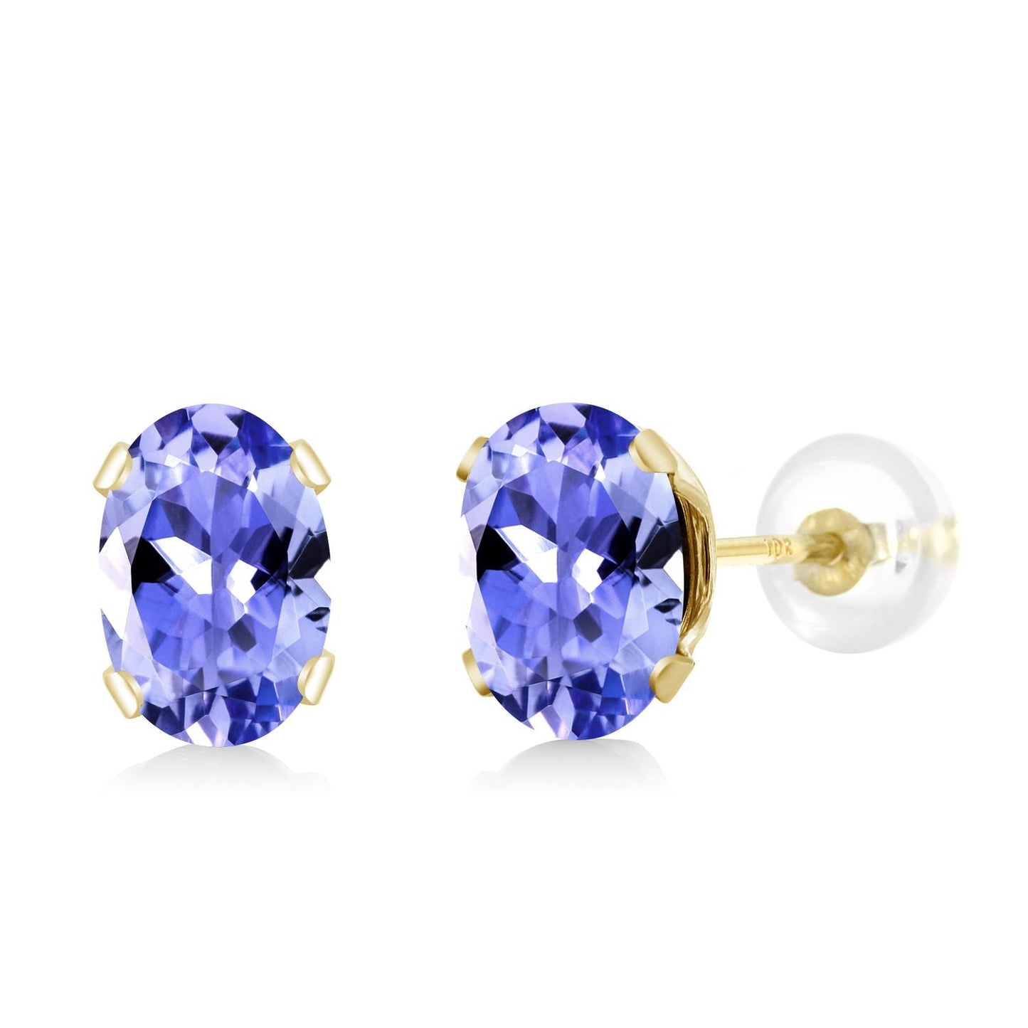 10K Yellow Gold Gemstone Birthstone Earrings | Oval 6X4MM Stud Earrings | Gold Earrings For Women Men