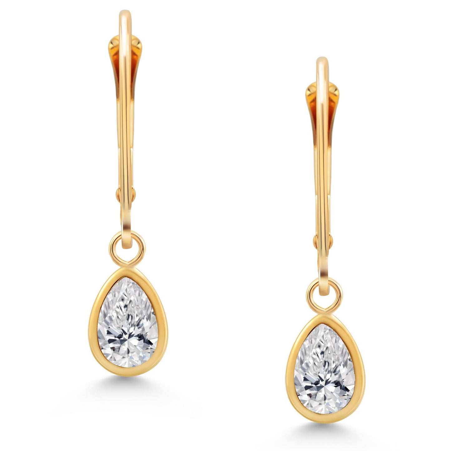 14K Yellow Gold Lab Grown Diamond Drop Dangle Earrings For Women | 1.04 Cttw | Gemstone April Birthstone | DEF Color | VVS-VS Clarity | Pear Shape 7X5MM