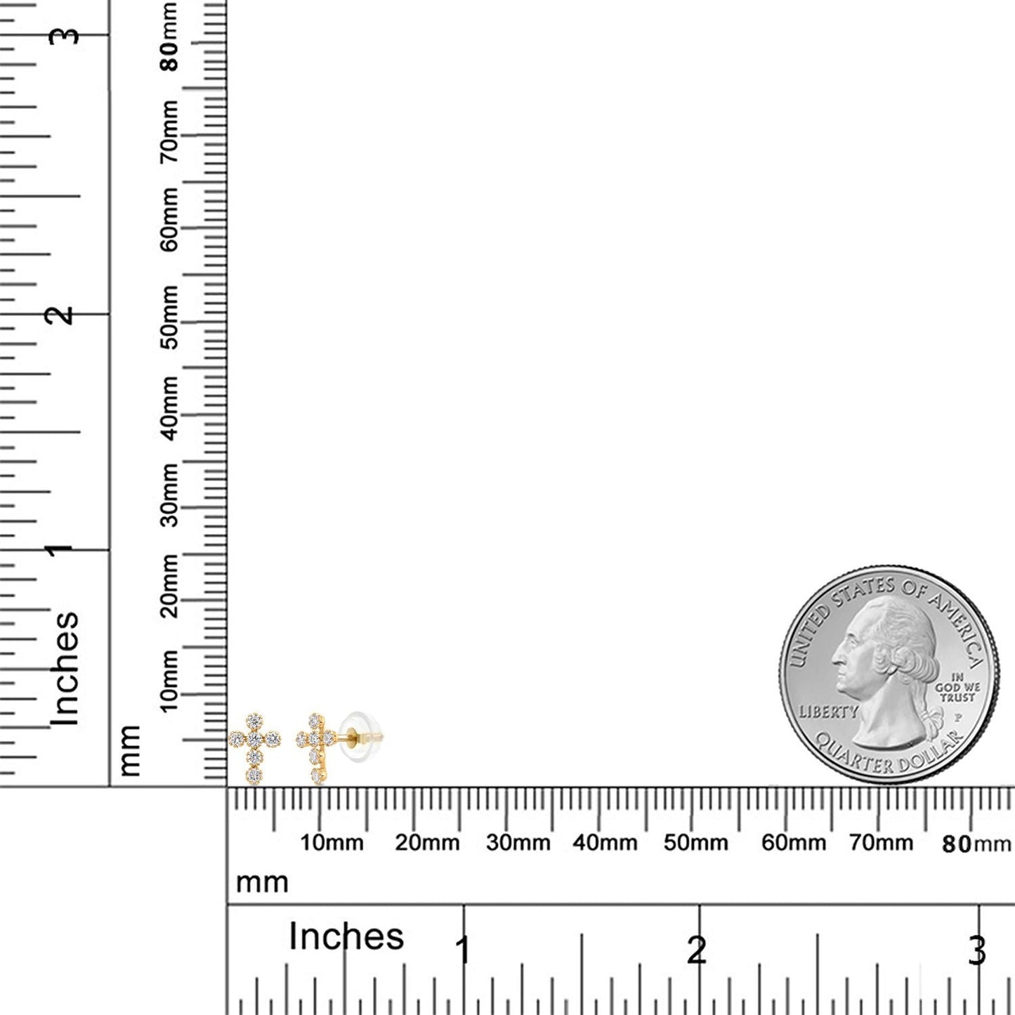 14K Gold Cross Stud Earrings | Jesus Christian Religious Crucifix Jewelry Earrings | Lab Grown Diamond Created Ruby or Created Sapphire Gold Earrings For Women Men