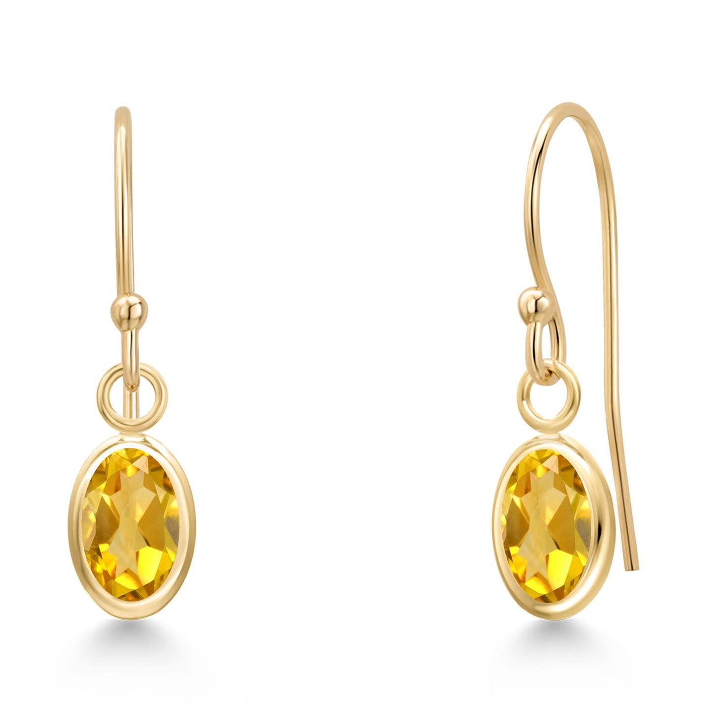 14K Yellow Gold Gemstone Birthstone French Wire Dangle Earrings for Women | Oval 6X4MM | Gold Jewelry for Her Mom Wife