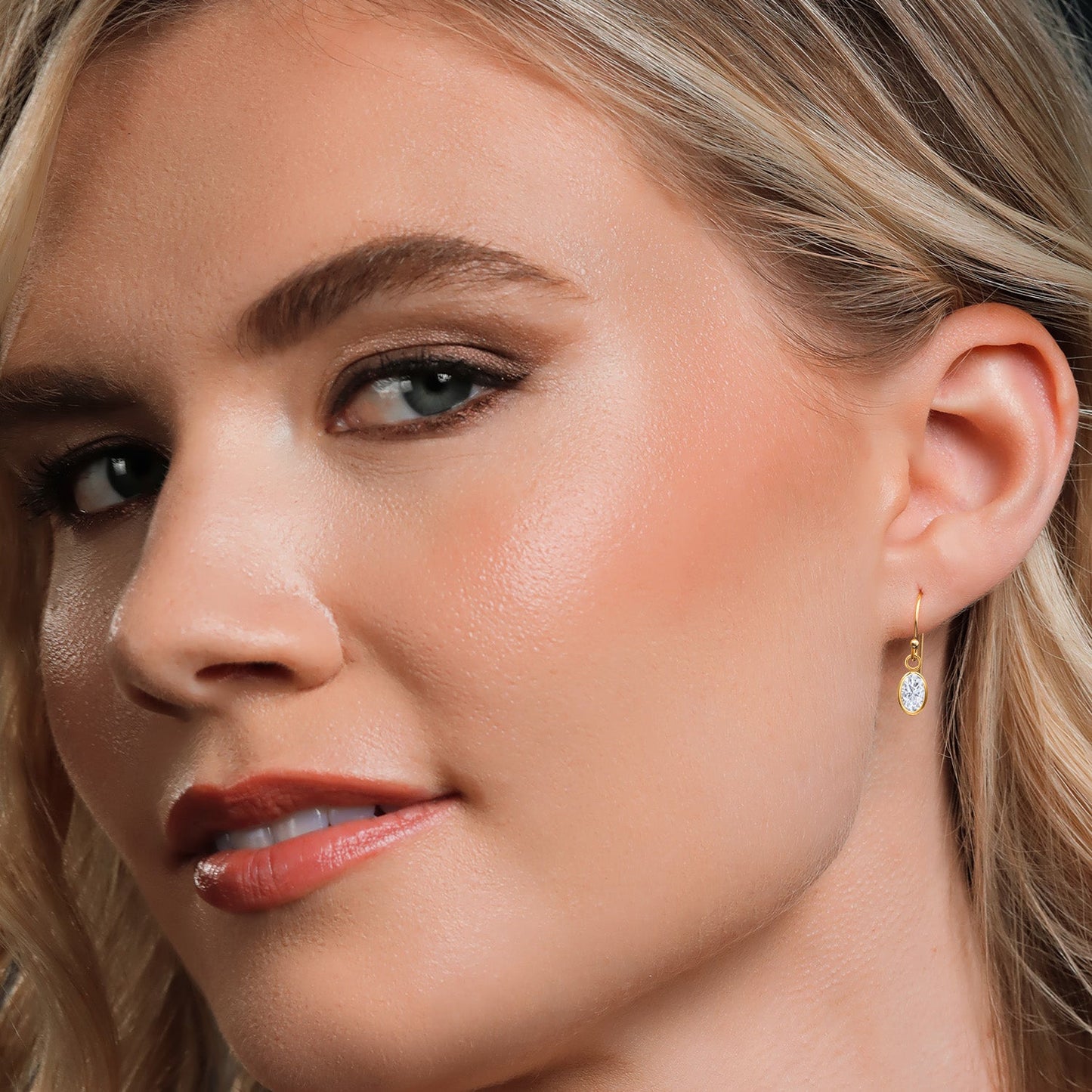 14K Yellow Gold Gemstone Birthstone French Wire Dangle Earrings for Women | Oval 6X4MM | Gold Jewelry for Her Mom Wife