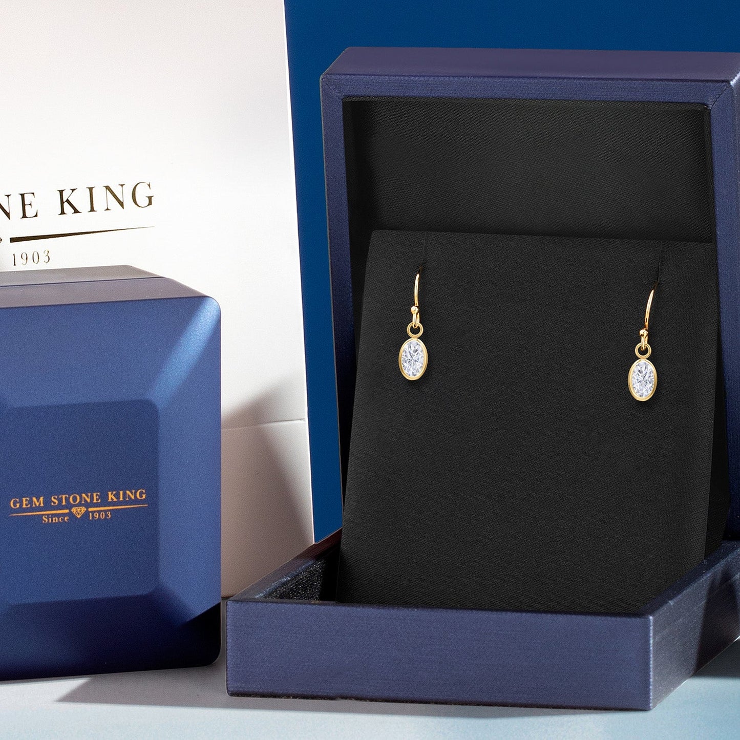 14K Yellow Gold Gemstone Birthstone French Wire Dangle Earrings for Women | Oval 6X4MM | Gold Jewelry for Her Mom Wife