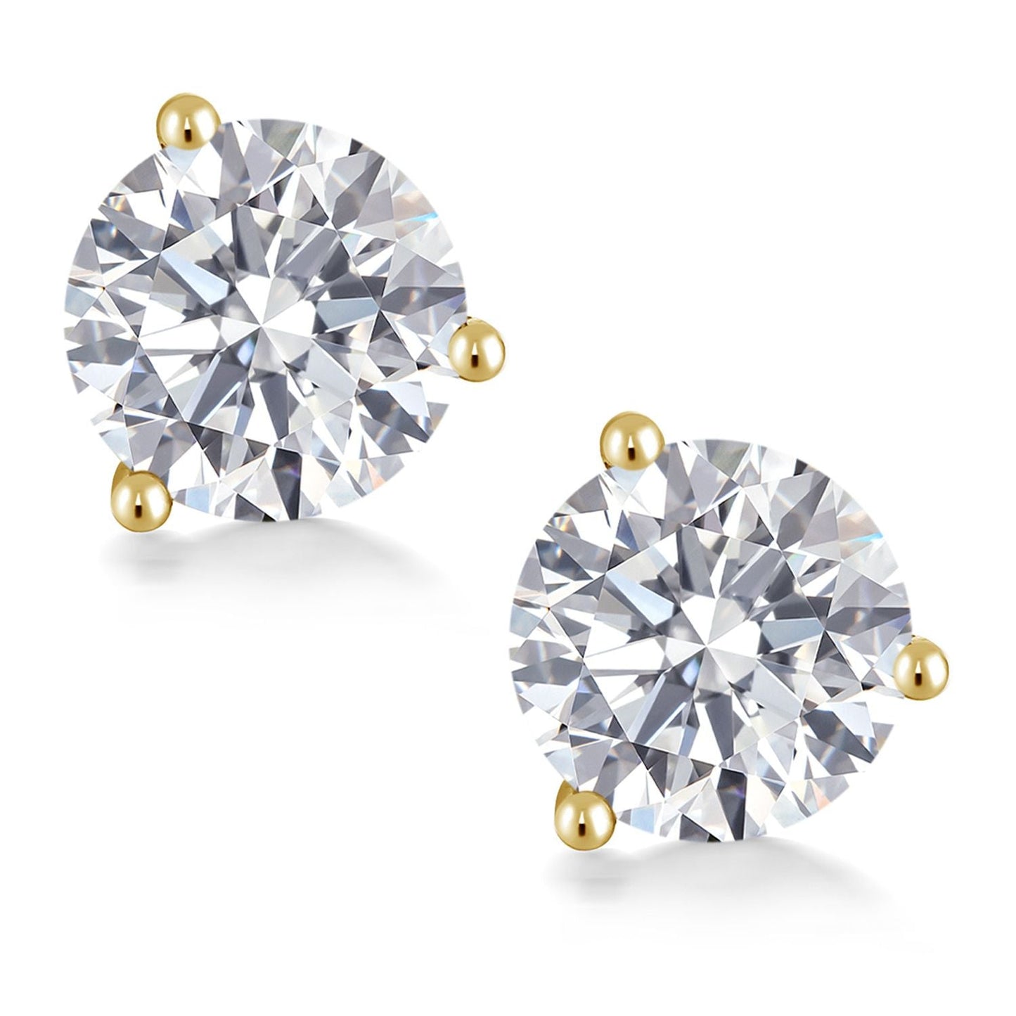 2 Cttw 14K Yellow Gold IGI Certified Lab Grown Diamond Martini Stud Earrings | Each 1 Ct Round 6.5MM | E-F Color | VS1-VS2 Clarity | Gold Earrings For Women Men