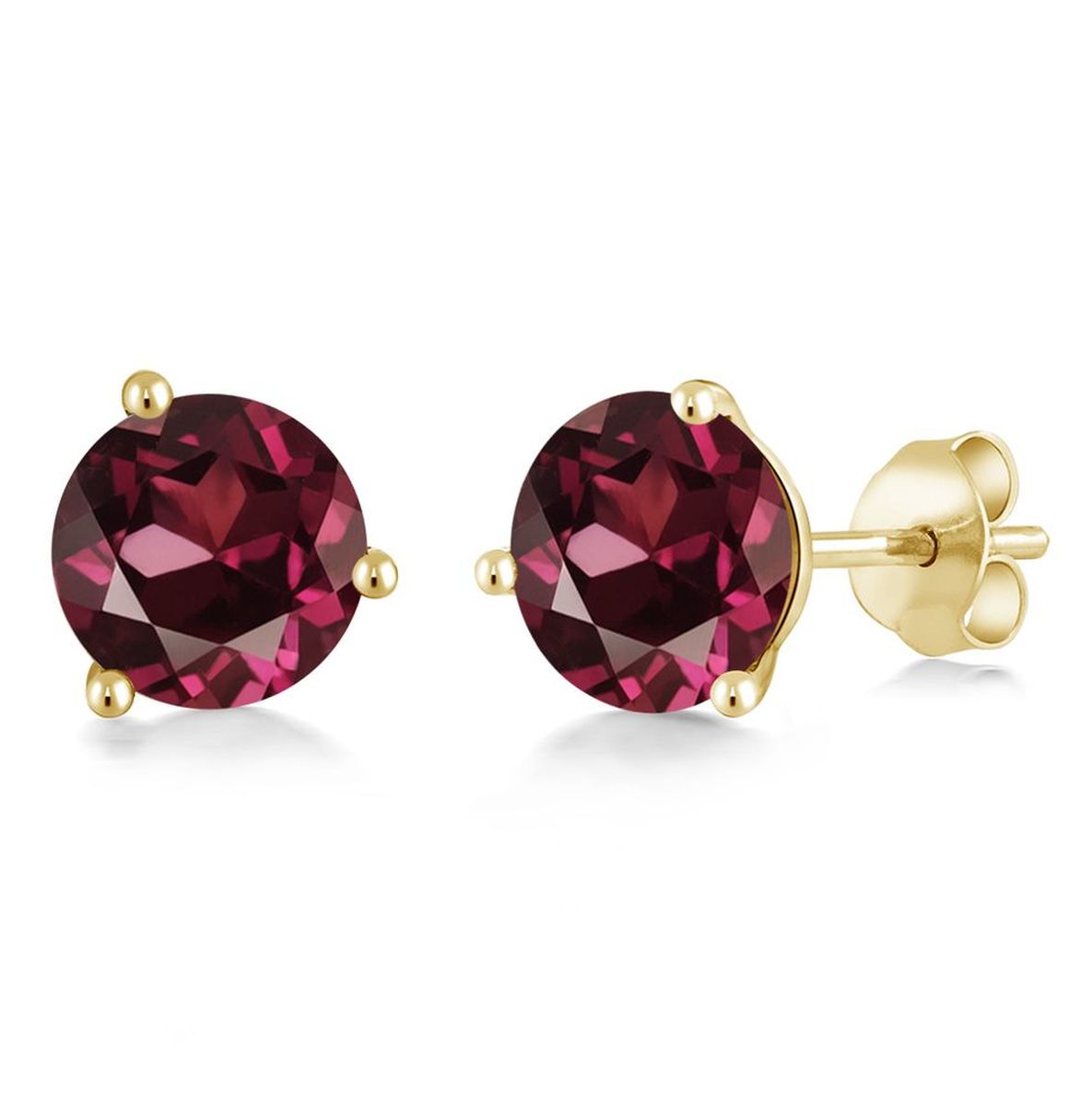 14K Gold 6MM Round Gemstone Birthstone Martini 3 Prong Stud Earrings | Gold Earrings For Women Men