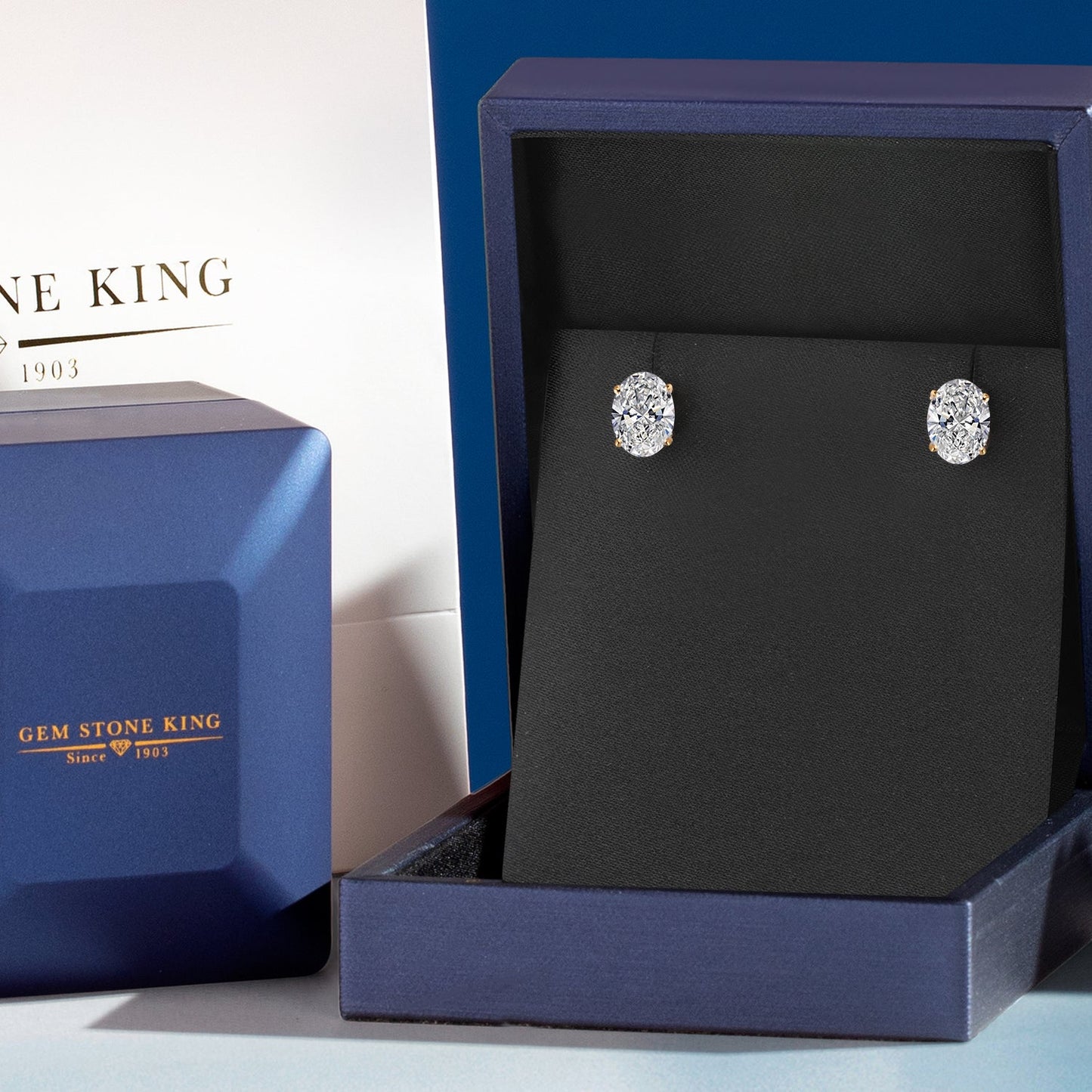 3 Cttw 14K Yellow Gold IGI Certified Lab Grown Diamond Stud Basket Setting Earrings | Oval Cut | F-G Color | VS Clarity | Double Notch | Gold Earrings For Women Men