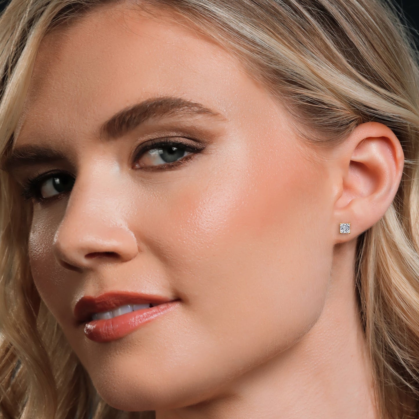 2.00 Ct Princess Cut 14K Yellow Gold IGI Certified Lab Grown Diamond Stud Earrings |  E-F Color | VS1-VS2 Clarity | Gold Earrings For Women Men