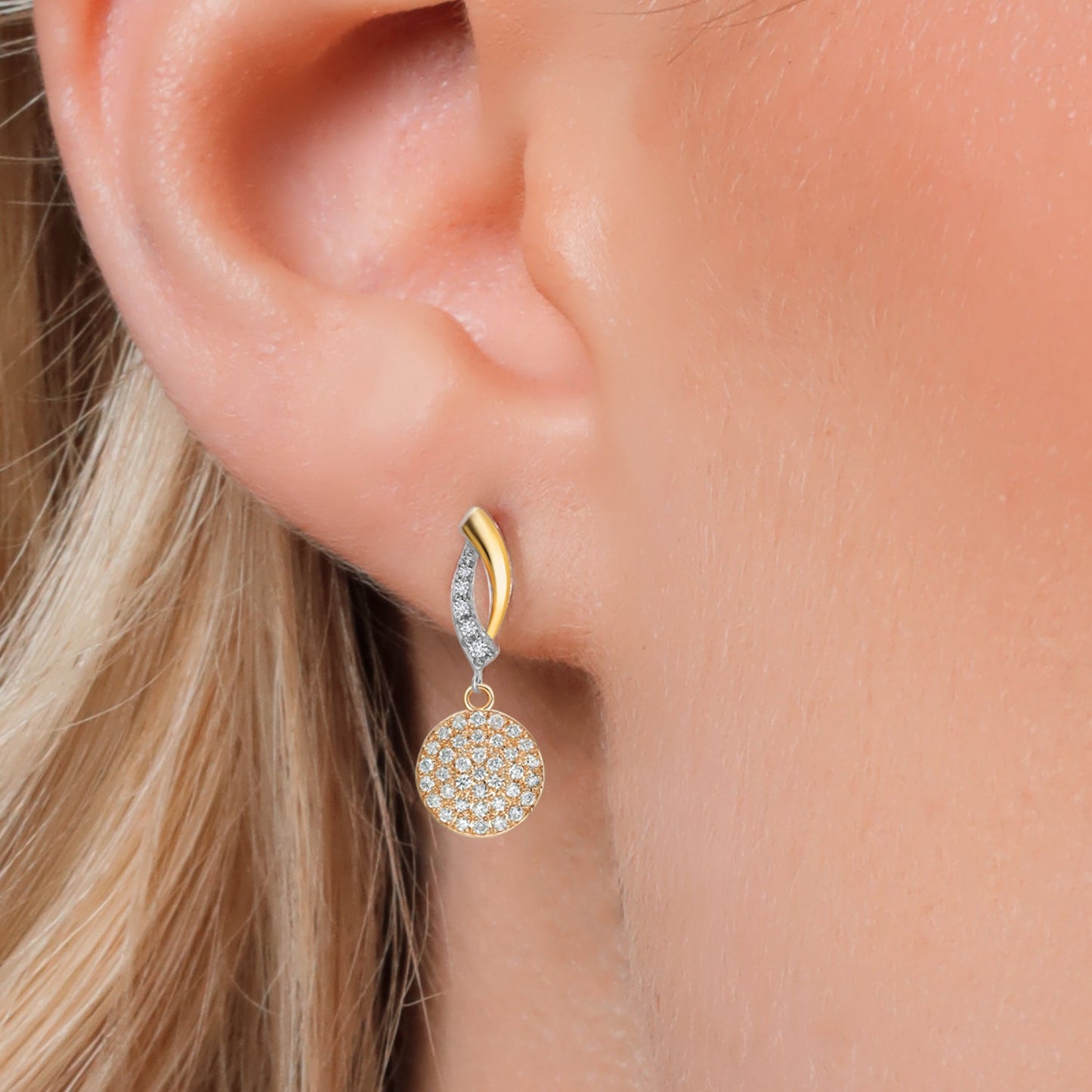 925 Silver and 10K Yellow Gold Lab Grown Diamond Drop Dangle Earrings For Women | 0.22 Cttw | Gemstone Birthstone | 20x10MM Lab Grown Diamond Earrings