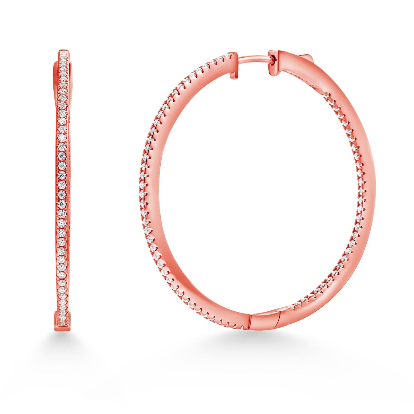 1.15 Cttw White Moissanites Inside-Outside Round Hoop Earrings For Women | 925 Sterling Silver | 1.5 Inch Diameter | Fine Jewelry Gifts for Her Mom Women Wife