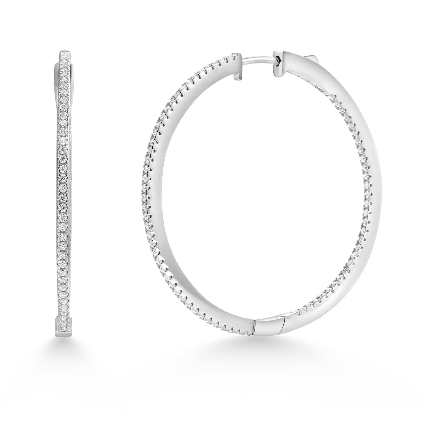 1.15 Cttw White Moissanites Inside-Outside Round Hoop Earrings For Women | 925 Sterling Silver | 1.5 Inch Diameter | Fine Jewelry Gifts for Her Mom Women Wife