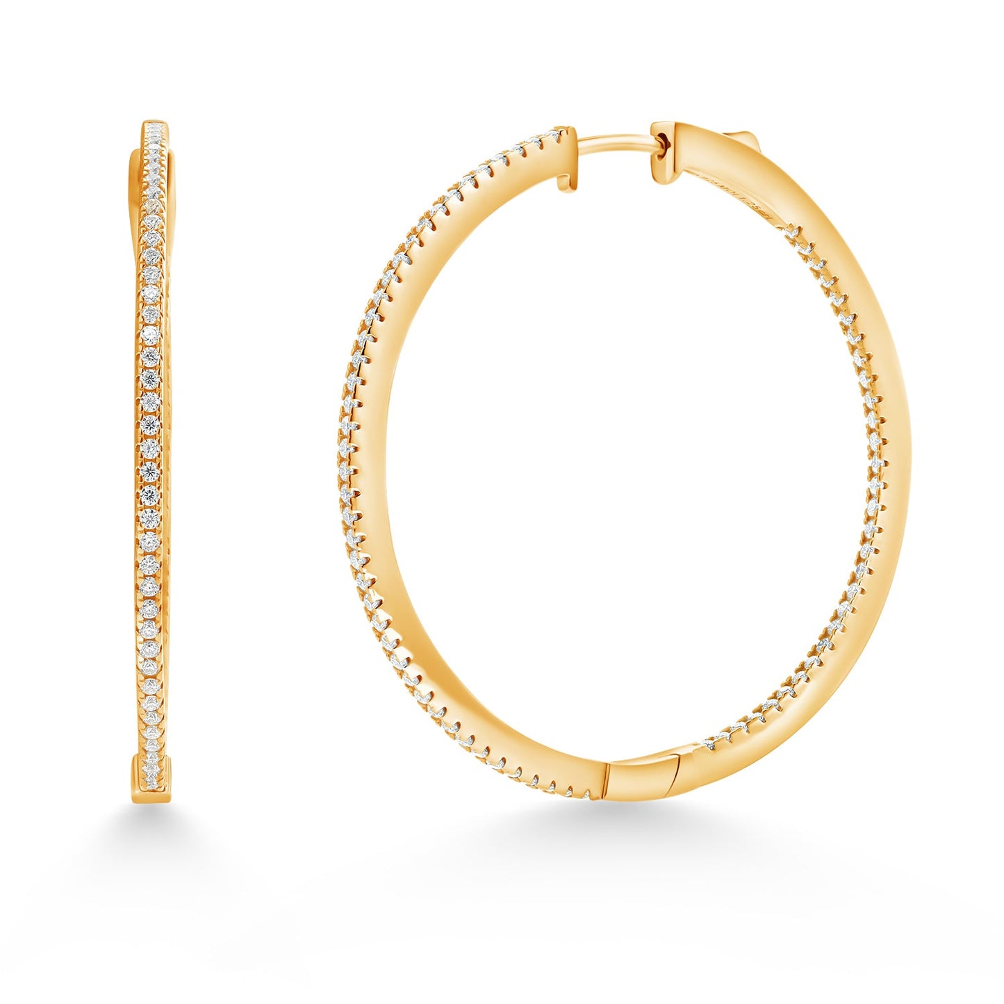 1.15 Cttw White Moissanites Inside-Outside Round Hoop Earrings For Women | 925 Sterling Silver | 1.5 Inch Diameter | Fine Jewelry Gifts for Her Mom Women Wife