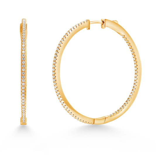 1.15 Cttw White Moissanites Inside-Outside Round Hoop Earrings For Women | 925 Sterling Silver | 1.5 Inch Diameter | Fine Jewelry Gifts for Her Mom Women Wife