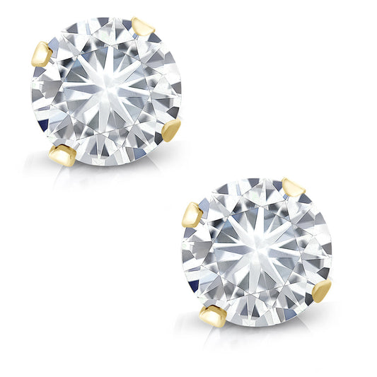 14K Yellow Gold White Moissanite Stud Earrings For Women Men | 0.66 Cttw | Round 4.5MM | Gold Earrings For Women Men