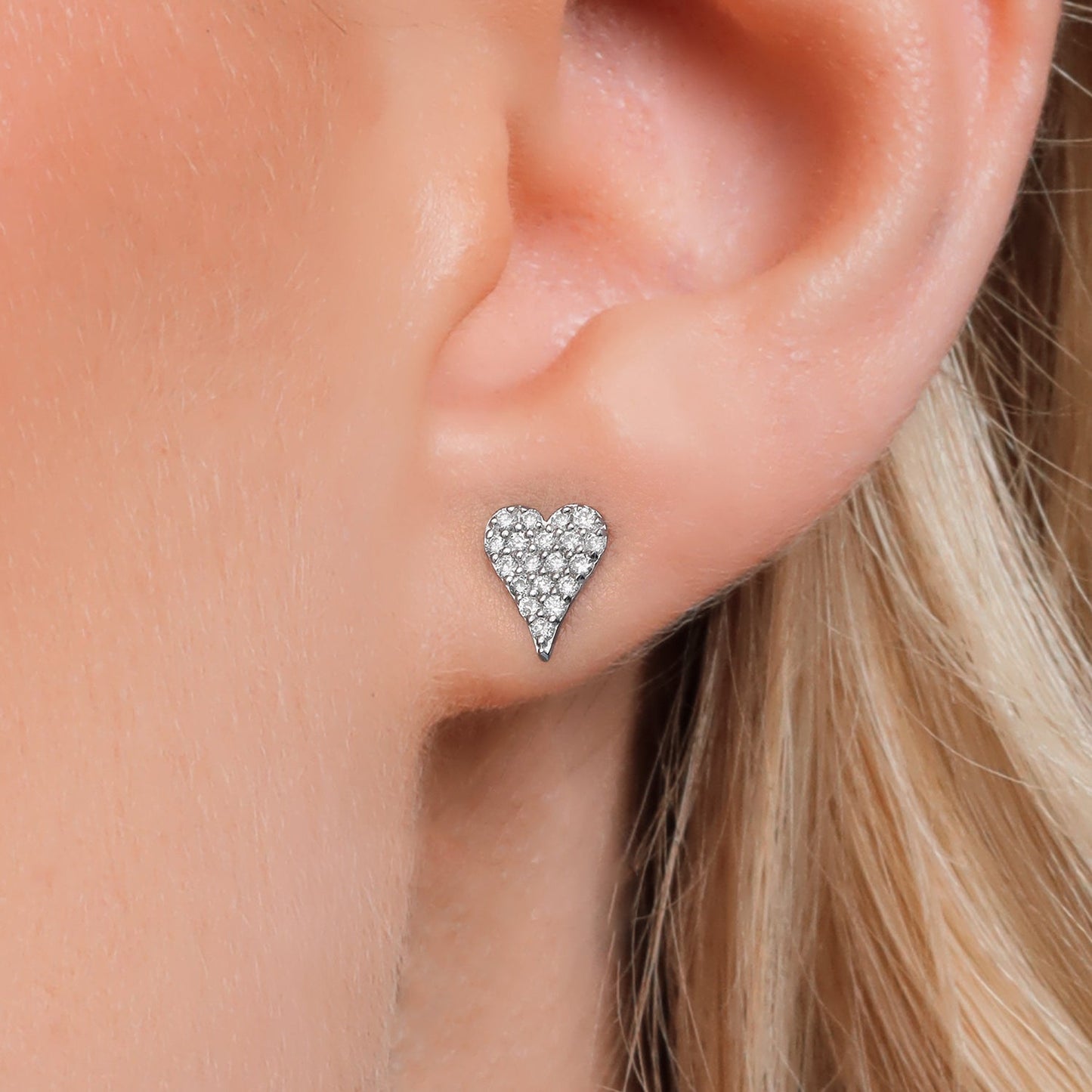 10K White Gold Lab Grown Diamond Heart Shape Stud Earrings | 0.20 Cttw | E-F Color | VVS-VS Clarity | Gold Earrings for Women