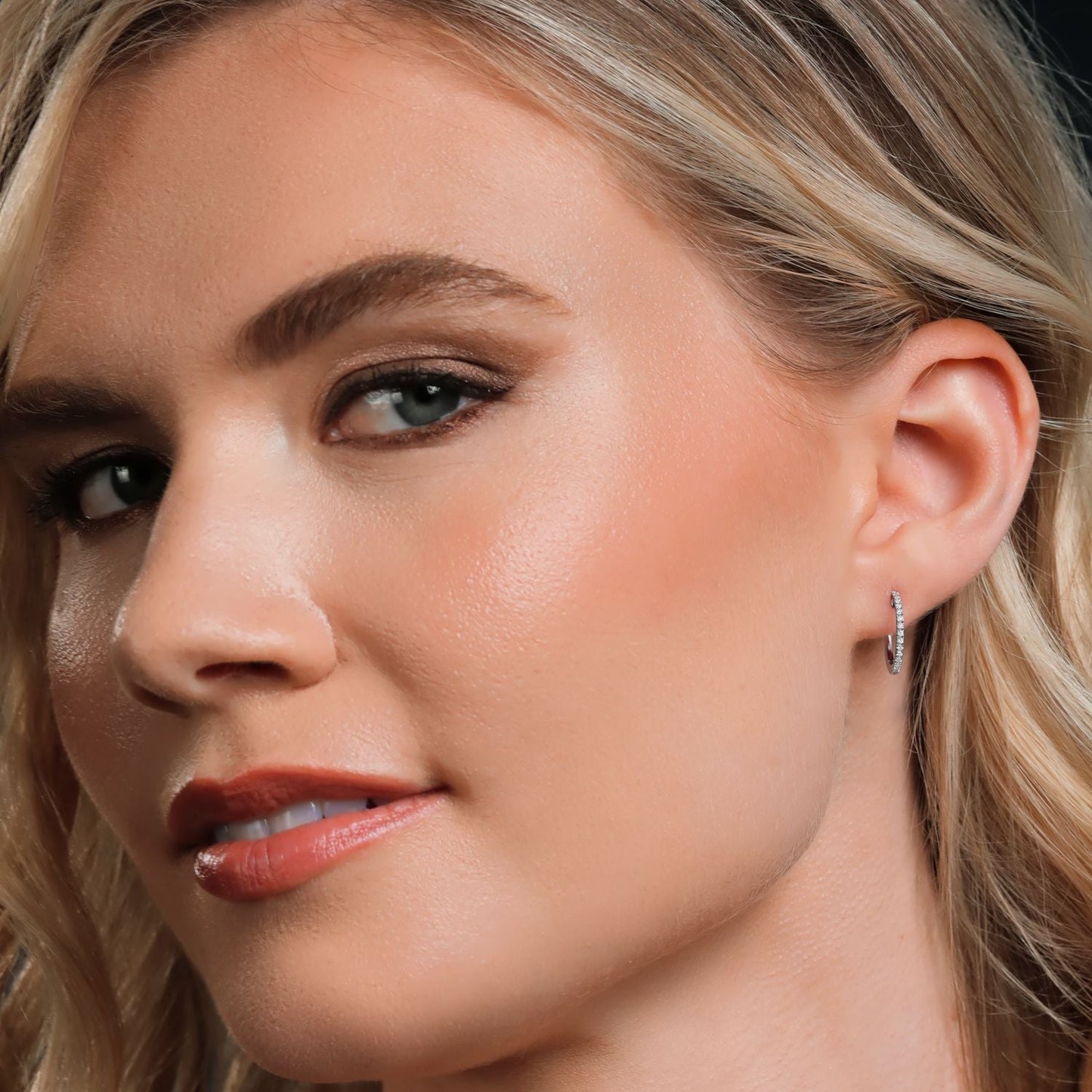 1/4 Cttw Solid 10K White Gold Lab Grown Round Cut Diamond Hoop Earrings | Gold Earrings For Women | G-H Color | VS-SI Clarity | 18MM = 0.70 Inch