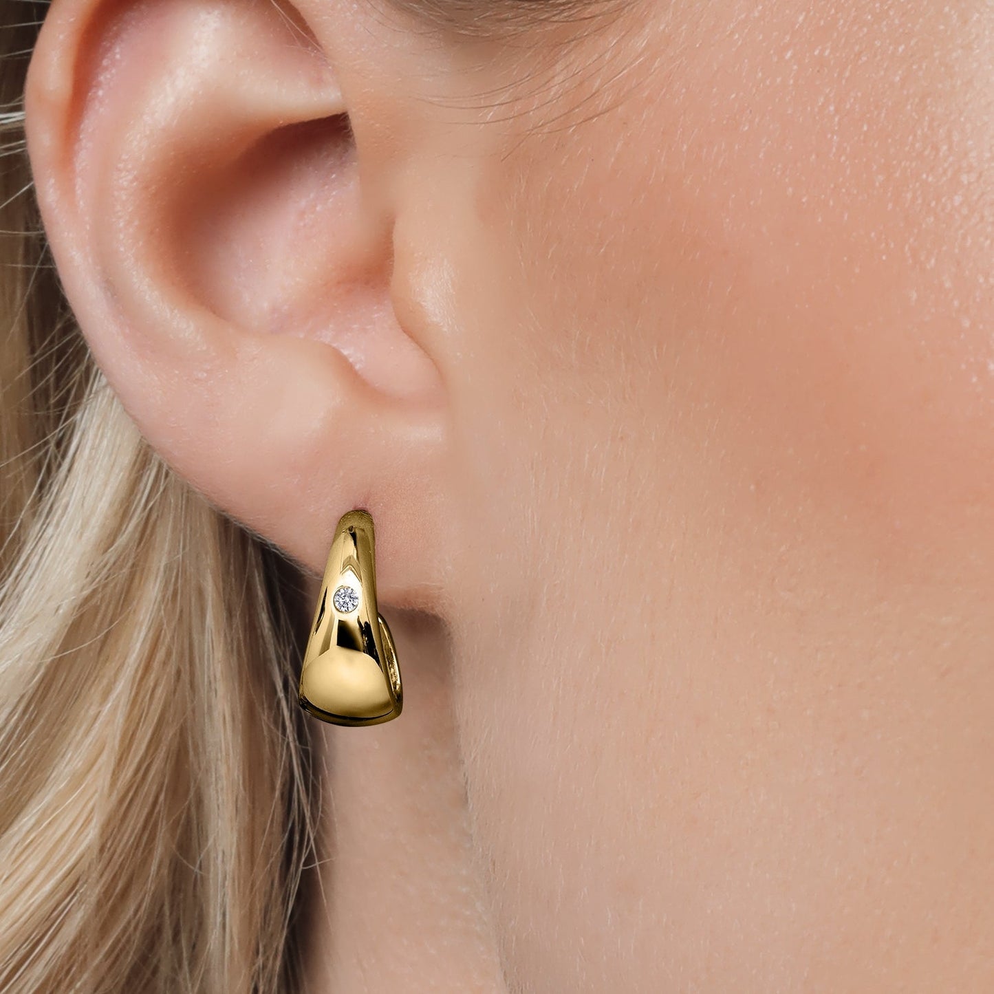 18K Yellow Gold Plated Silver Lab Grown Diamond Teardrop Chunky Hoop Earrings 19X8MM 3/4 Inch G-H Color VS-SI Clarity Drop Earrings For Women Designer Dupe Earrings